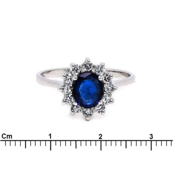 anello zaffiro e diamanti pavè in oro bianco - immagine 2