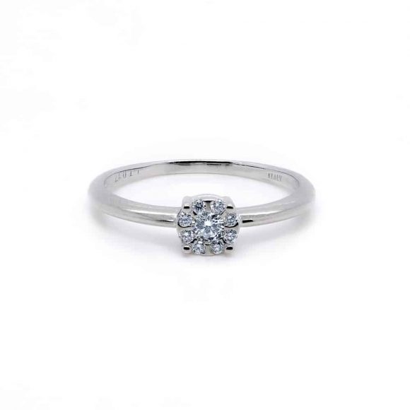 anello diamanti pavè in oro bianco