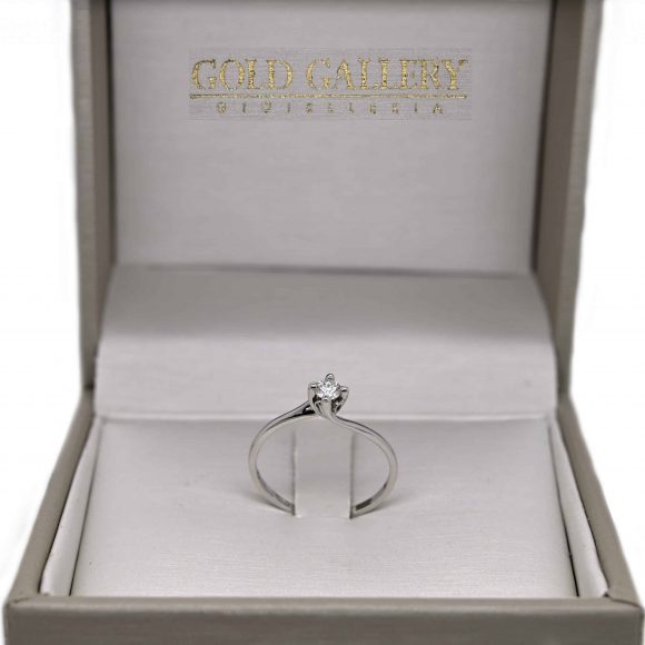 anello diamante solitario in oro bianco - immagine 3
