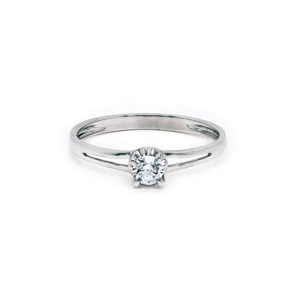 anello diamante solitario in oro bianco