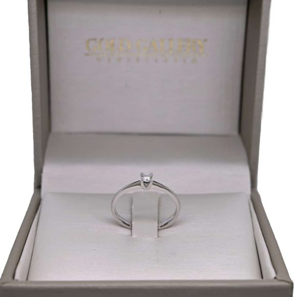anello diamante solitario in oro bianco - immagine 3