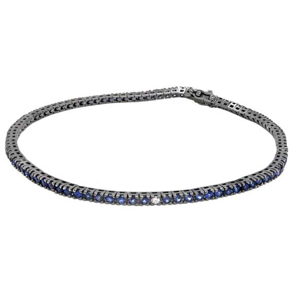 bracciale tennis zaffiri e diamanti in oro brunito