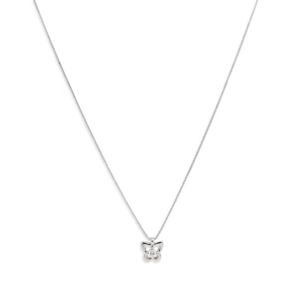 girocollo diamante solitario in oro bianco