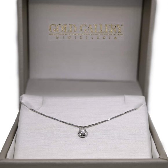 girocollo diamante punto luce in oro bianco - immagine 2