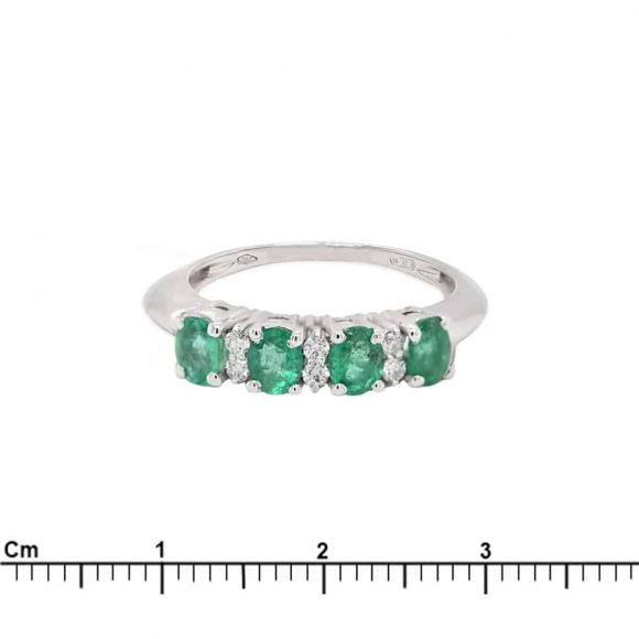anello smeraldi e diamanti pavè in oro bianco - immagine 3