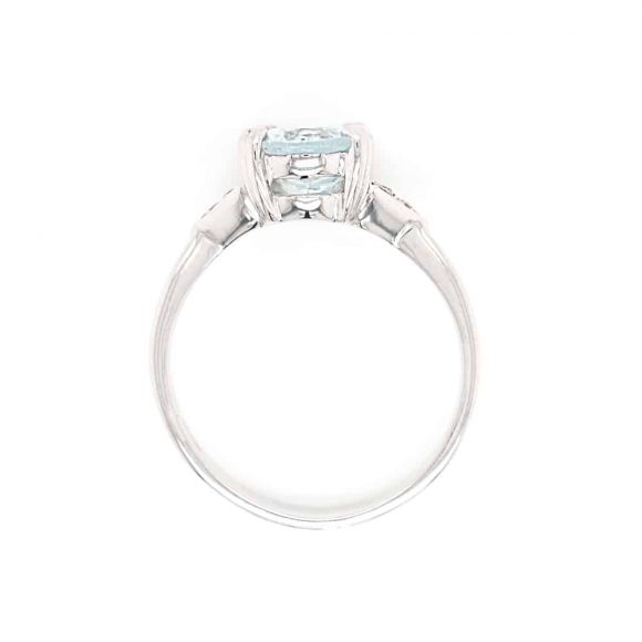 anello acquamarina e diamanti pavè in oro bianco - immagine 2