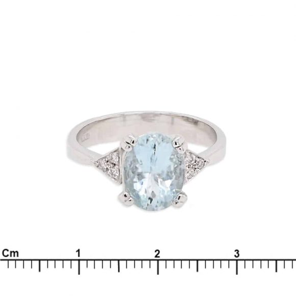 anello acquamarina e diamanti pavè in oro bianco - immagine 3