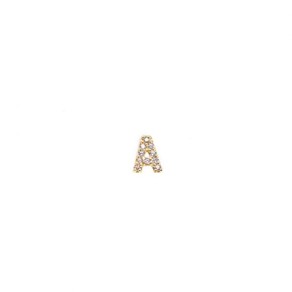 mono orecchino iniziale zircone pavè in oro giallo