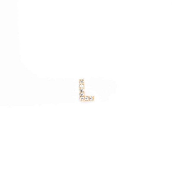 mono orecchino iniziale zircone pavè in oro giallo