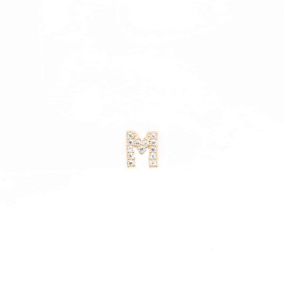 mono orecchino iniziale zircone pavè in oro giallo