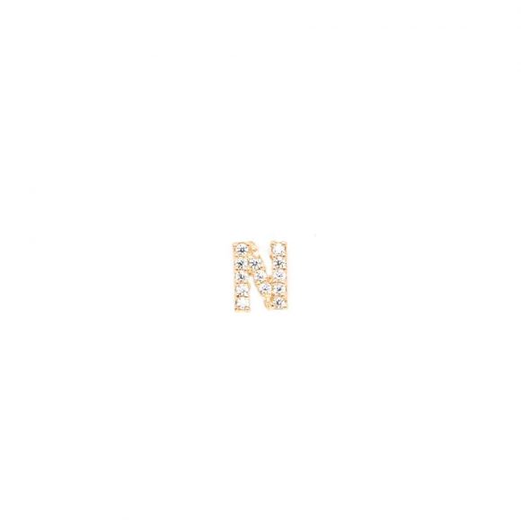 mono orecchino iniziale zircone pavè in oro giallo