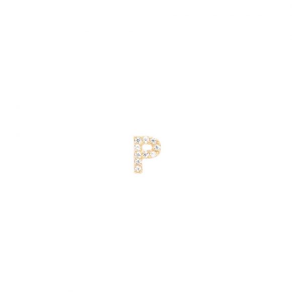 mono orecchino iniziale zircone pavè in oro giallo