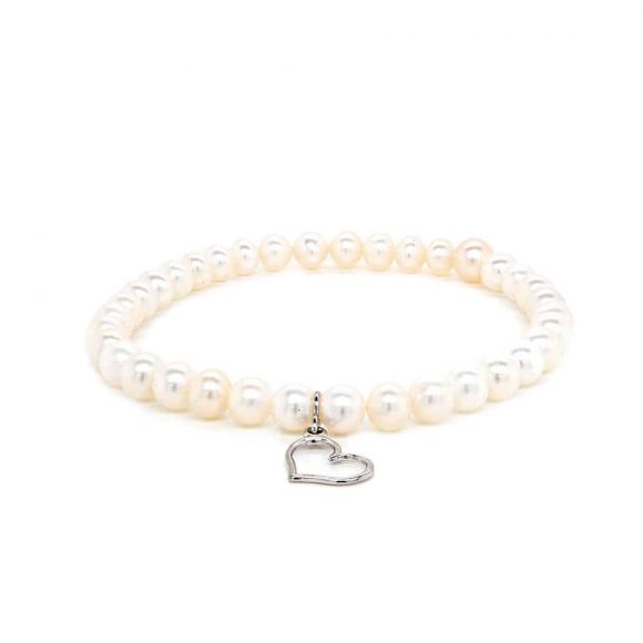 bracciale donna perle ciondolo cuore oro bianco 375