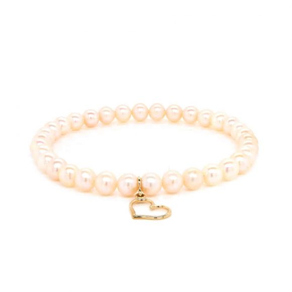 bracciale donna perle ciondolo cuore oro giallo 375