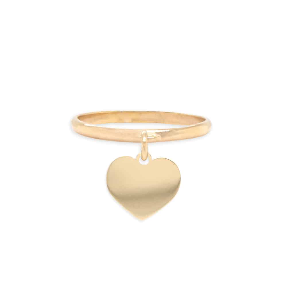 Anello charms con ciondolo pendente cuore in oro bianco 18kt - anelli moda  tendenza donna