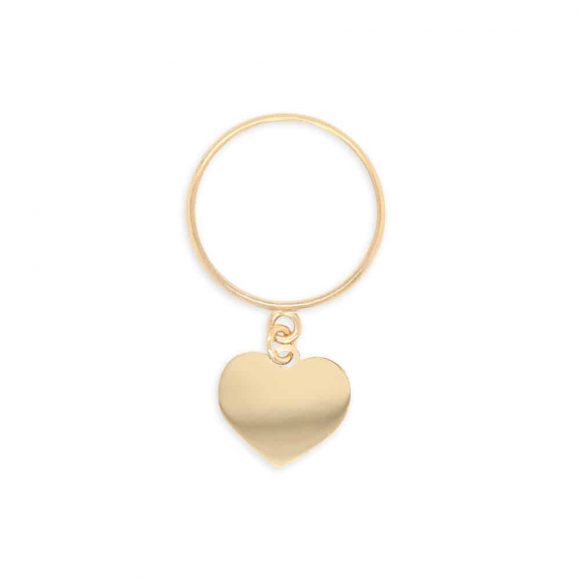 anello con ciondolo pendente cuore in oro giallo - immagine 2