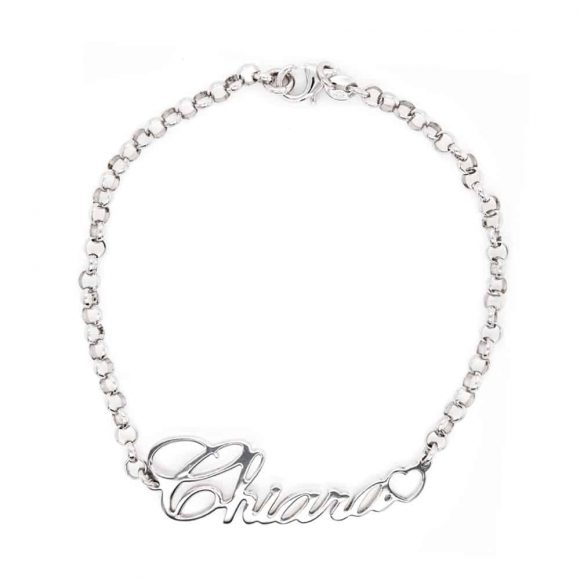 bracciale nome Chiara con simbolo cuore in argento