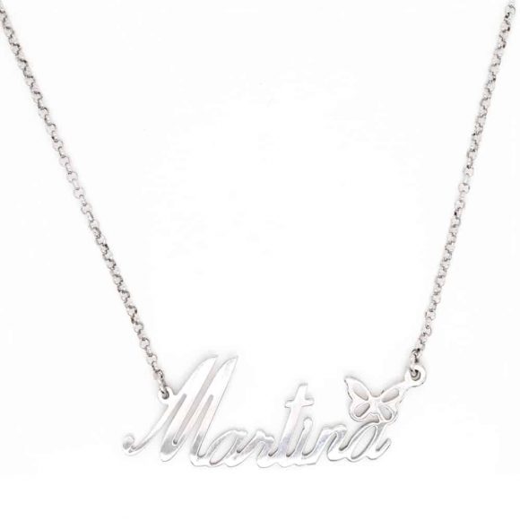 collana nome Martina con simbolo farfalla in argento