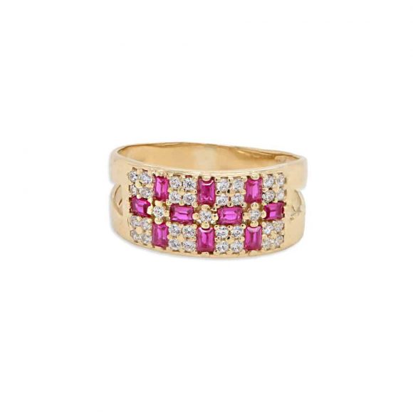 anello pavè in oro giallo