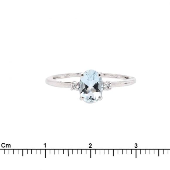 anello acquamarina e diamanti in oro bianco - immagine 3