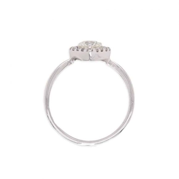 anello diamante cuore solitario pavè in oro bianco - immagine 2