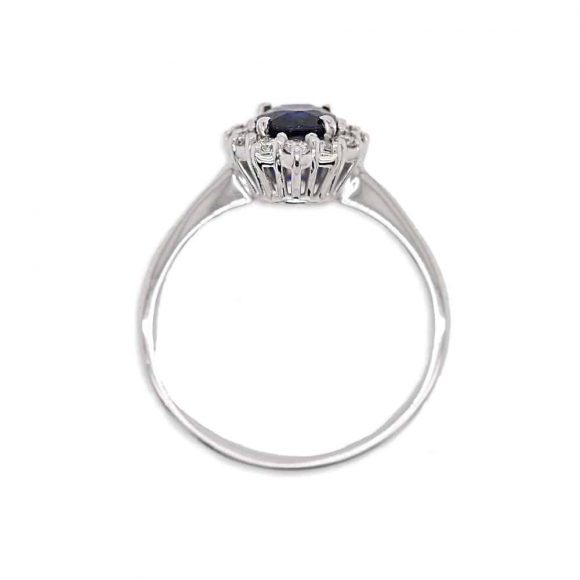 anello pavè zaffiro e diamanti in oro bianco - immagine 2
