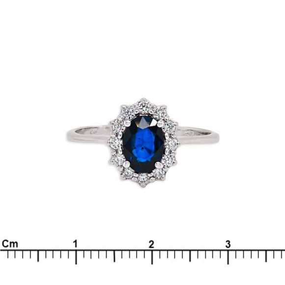 anello pavè zaffiro e diamanti in oro bianco - immagine 3