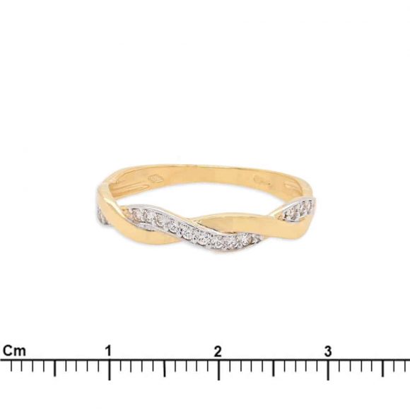anello intrecciato pavè in oro giallo - immagine 3