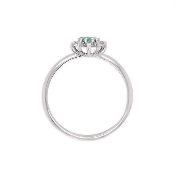 anello pavè smeraldo e diamanti in oro bianco - immagine 2