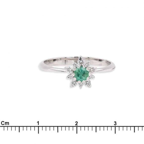 anello pavè smeraldo e diamanti in oro bianco - immagine 3