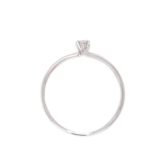 anello diamante solitario in oro bianco - immagine 2