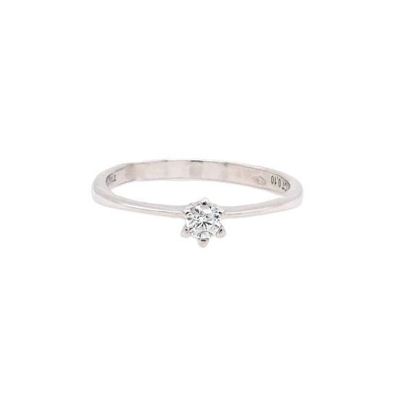 anello diamante solitario in oro bianco