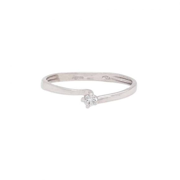 anello diamante solitario in oro bianco