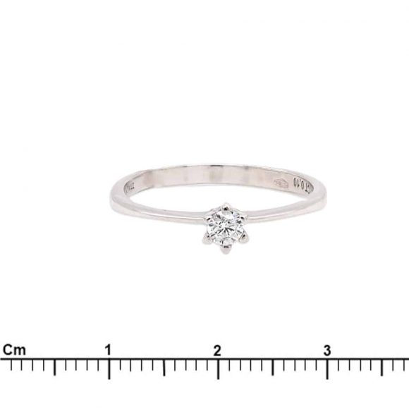 anello diamante solitario in oro bianco - immagine 3