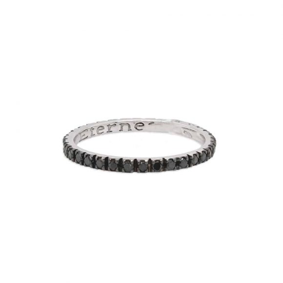 anello diamanti neri riviera in oro bianco