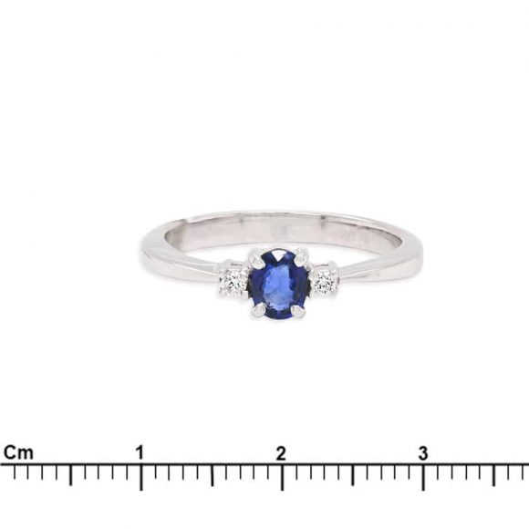 anello pavè zaffiro e diamanti in oro bianco - immagine 3