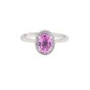 anello pavè zaffiro rosa e diamanti in oro bianco
