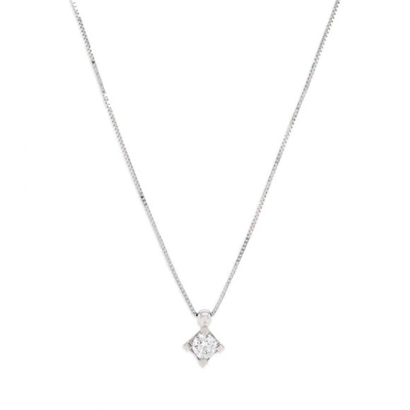 girocollo diamante punto luce in oro bianco