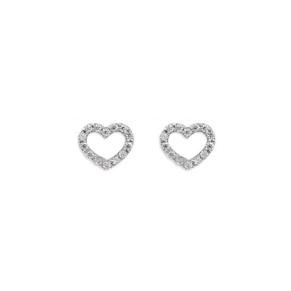 orecchini zirconi pavè cuore in oro bianco