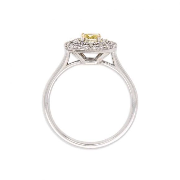 anello diamante fancy e pavè in oro bianco - immagine 2