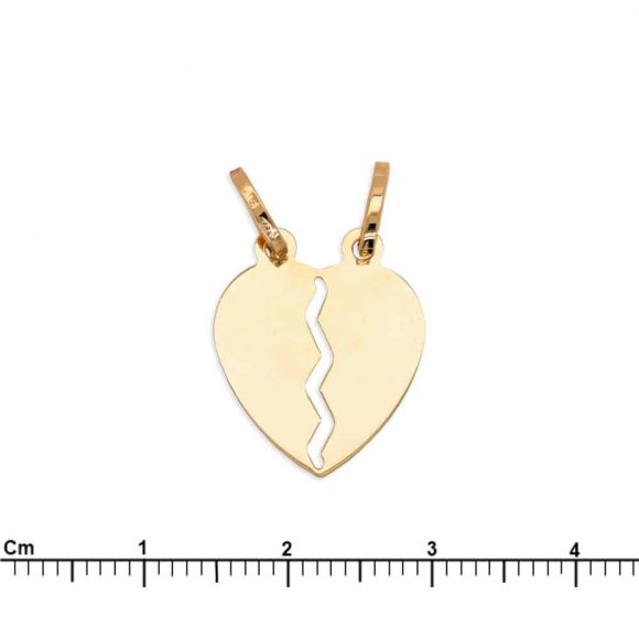 ciondolo cuore divisibile unisex in oro giallo - immagine 2