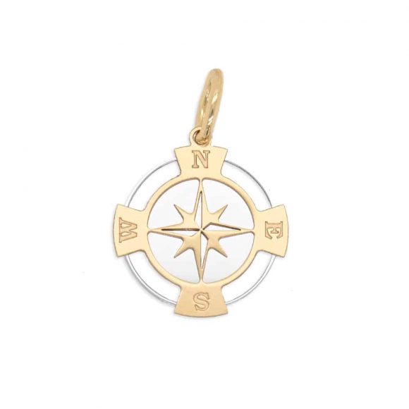 ciondolo rosa dei venti unisex in oro giallo
