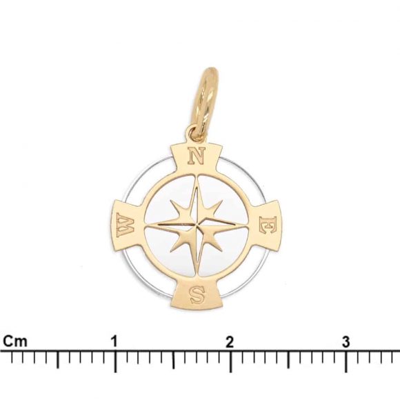 ciondolo rosa dei venti unisex in oro giallo - immagine 2