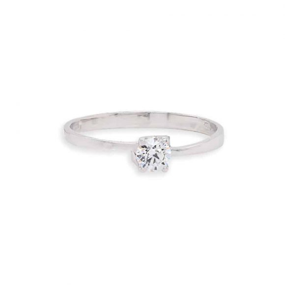 anello in oro bianco e zircone