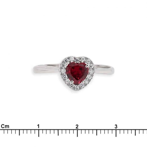 anello cuore in oro bianco e pavè zirconi - immagine 3