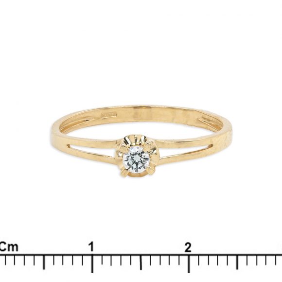anello diamante solitario in oro giallo - immagine 3