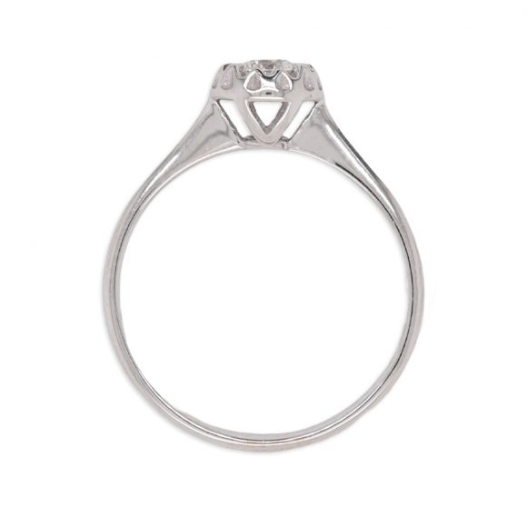 anello diamante solitario in oro bianco - immagine 2