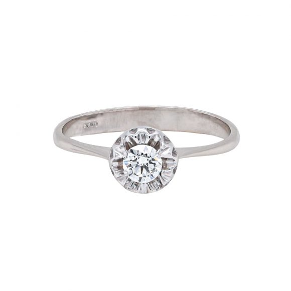 anello diamante solitario in oro bianco