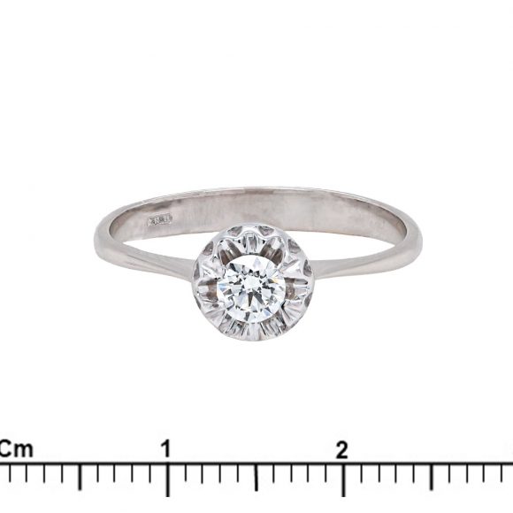 anello diamante solitario in oro bianco - immagine 3