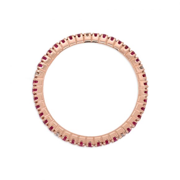 anello veretta rubino e diamanti in oro bianco - immagine 2